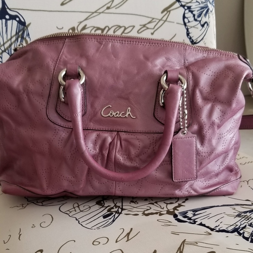 Vintage Coach Ashley Perforated Satchel - Rare Magenta Metalic C1182-F17130